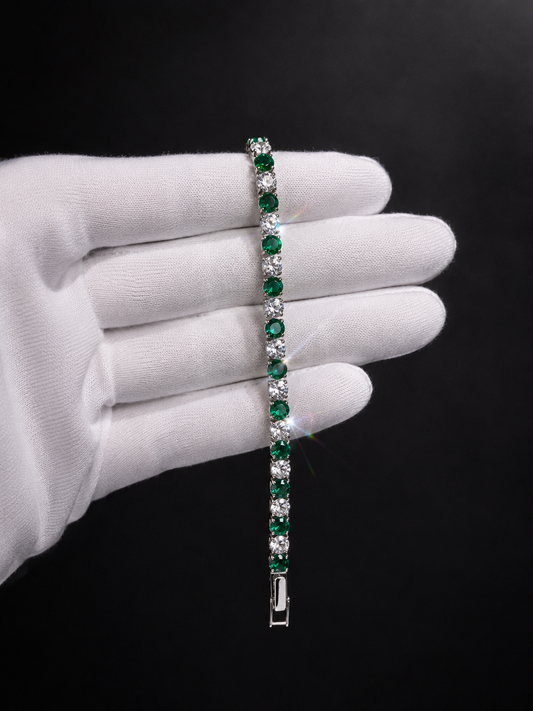 Bransoletka Tenisowa Zielone diamenty Stal 316
