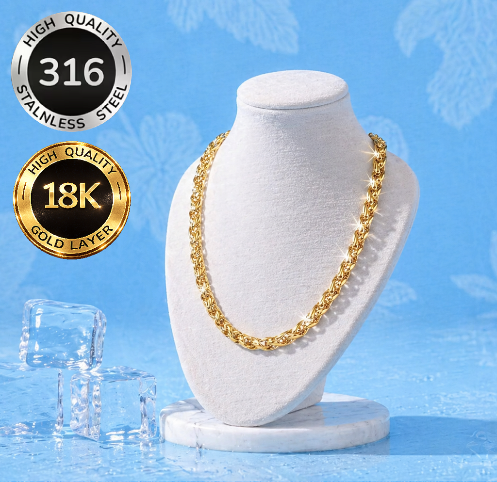 Złoty Łańcuch Męski 18K – Stal 316