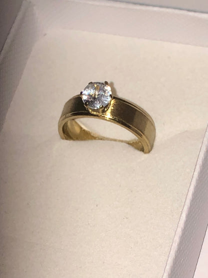 Srebrny Pierścionek z Obręczami i Diamentem Stal 316