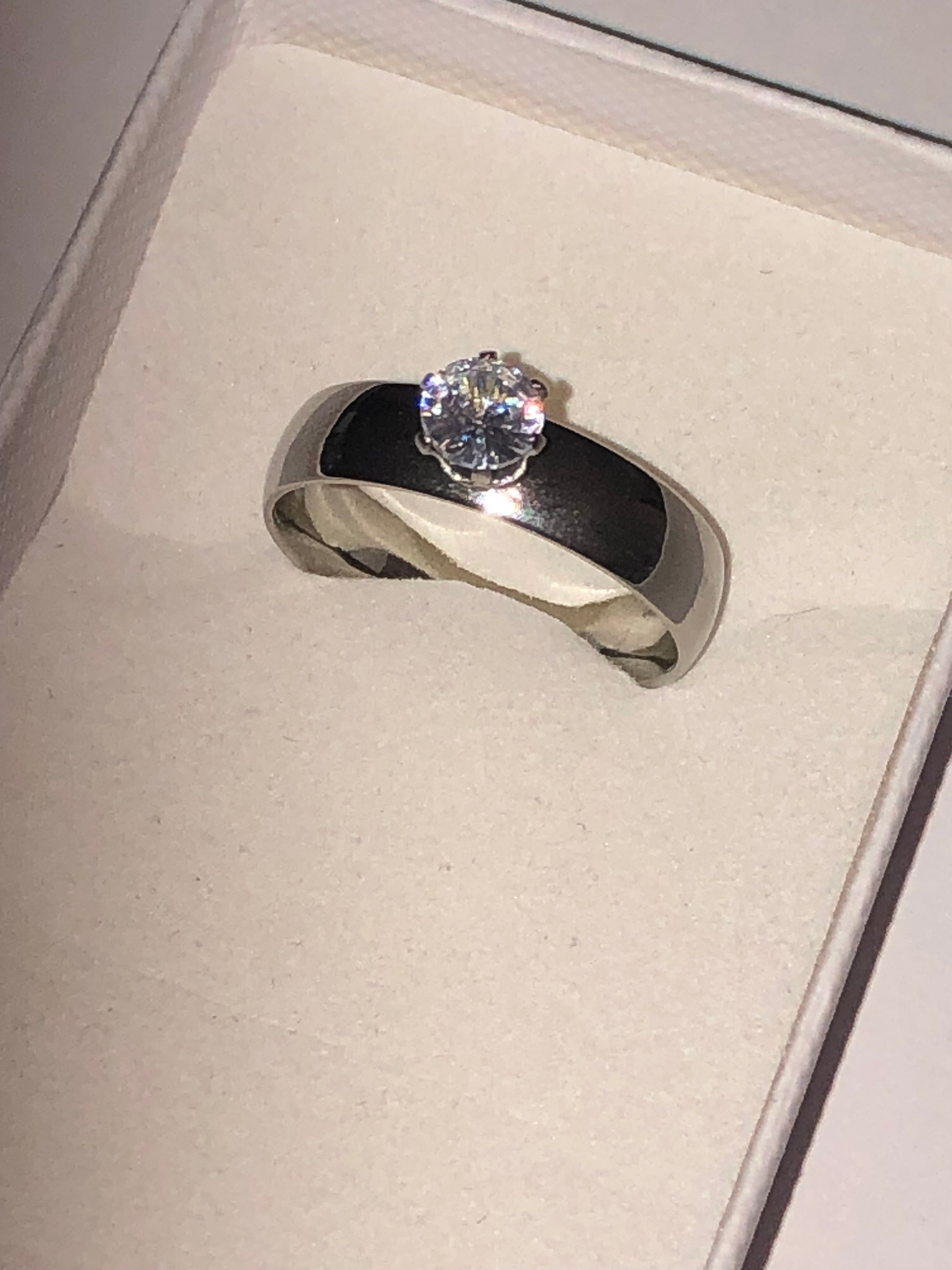 Srebrny Pierścionek z Diamenntem Stal 316
