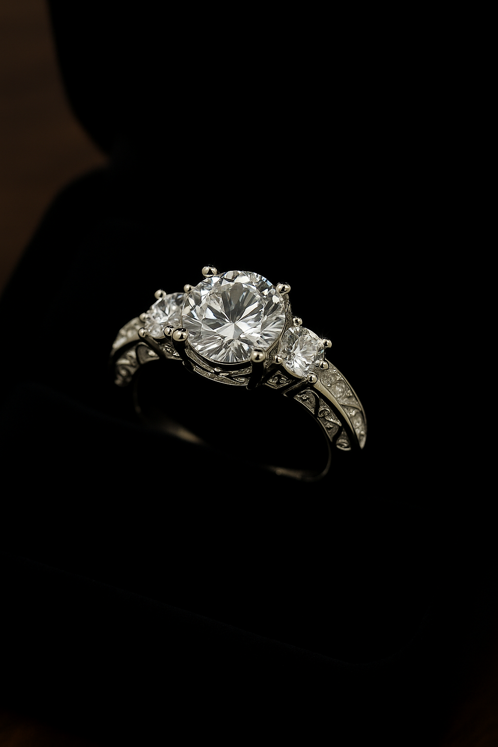 Srebrny pierścionek w kształcie kwiatu – kobiecy pierścionek z kryształkami