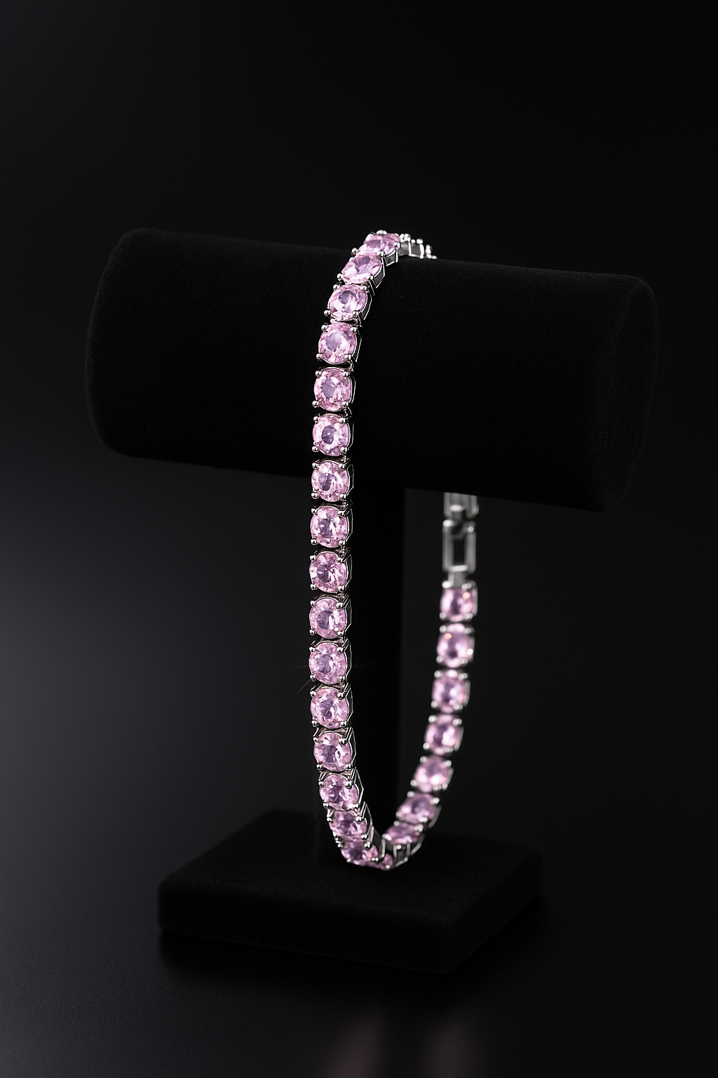 Bransoletka tenisowa różowy diament x silver