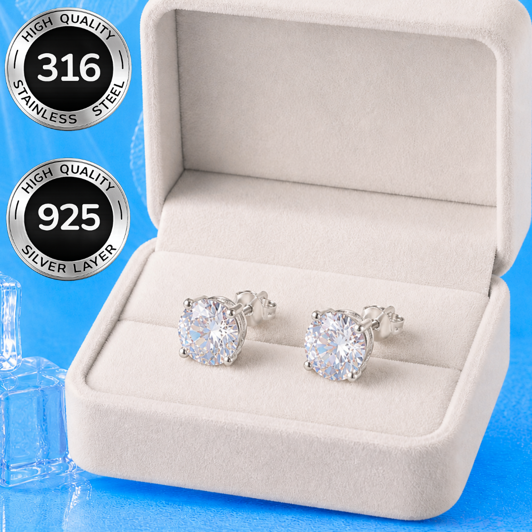 Kolczyki z diamentem 4 mm – Posrebrzane 925