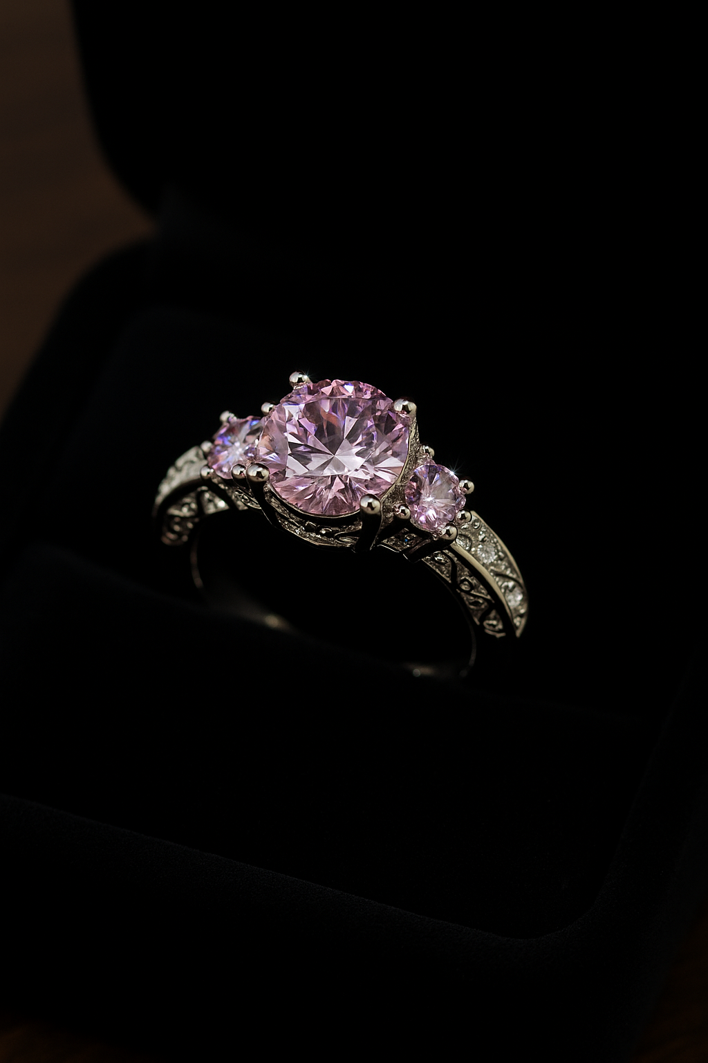 Srebrny pierścionek różowy kwiat – romantyczny pierścionek damski