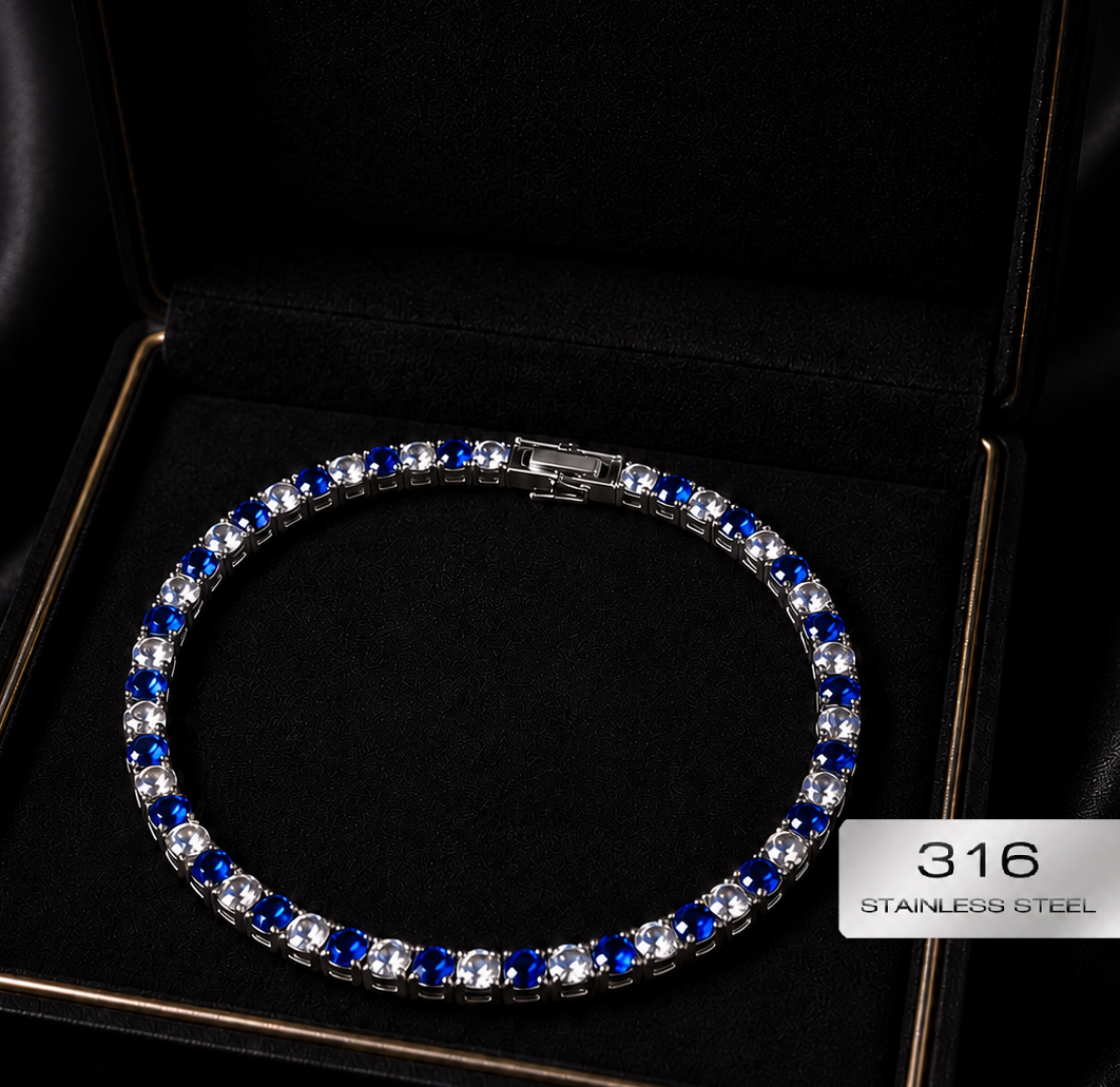 Bransoletka z Niebieskimi Diamentami – Stal 316