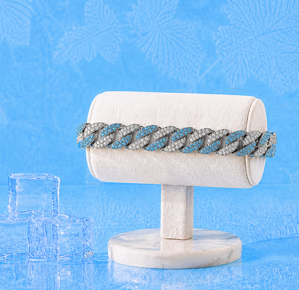 Bransoleta kubańska blue x silver 20 cm