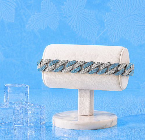 Bransoleta kubańska blue x silver 20 cm