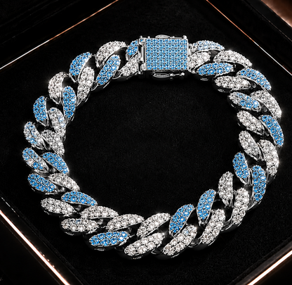 Bransoleta kubańska blue x silver 20 cm