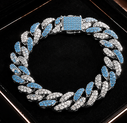 Bransoleta kubańska blue x silver 20 cm