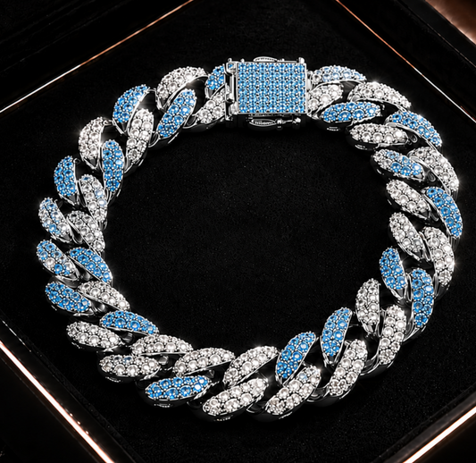 Bransoleta kubańska blue x silver 20 cm