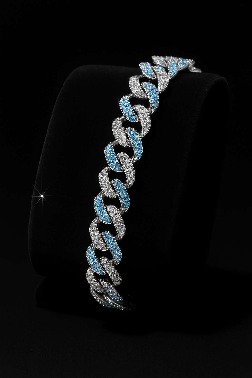 Bransoleta kubańska blue x silver 20 cm