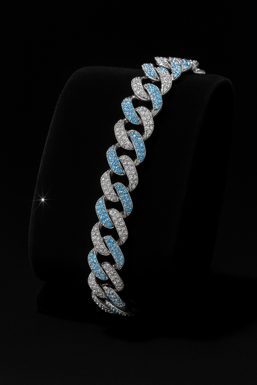 Bransoleta kubańska blue x silver 20 cm