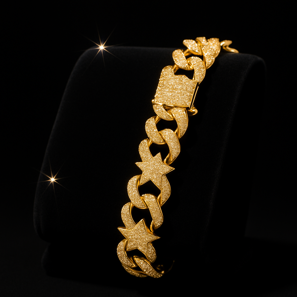 Kubańska bransoleta złota w gwiazdy 20 cm