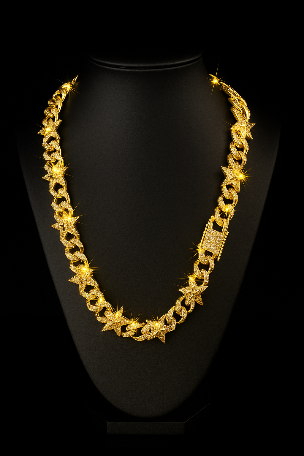 Kubański łańcuch złoty w gwiazdy 55 cm