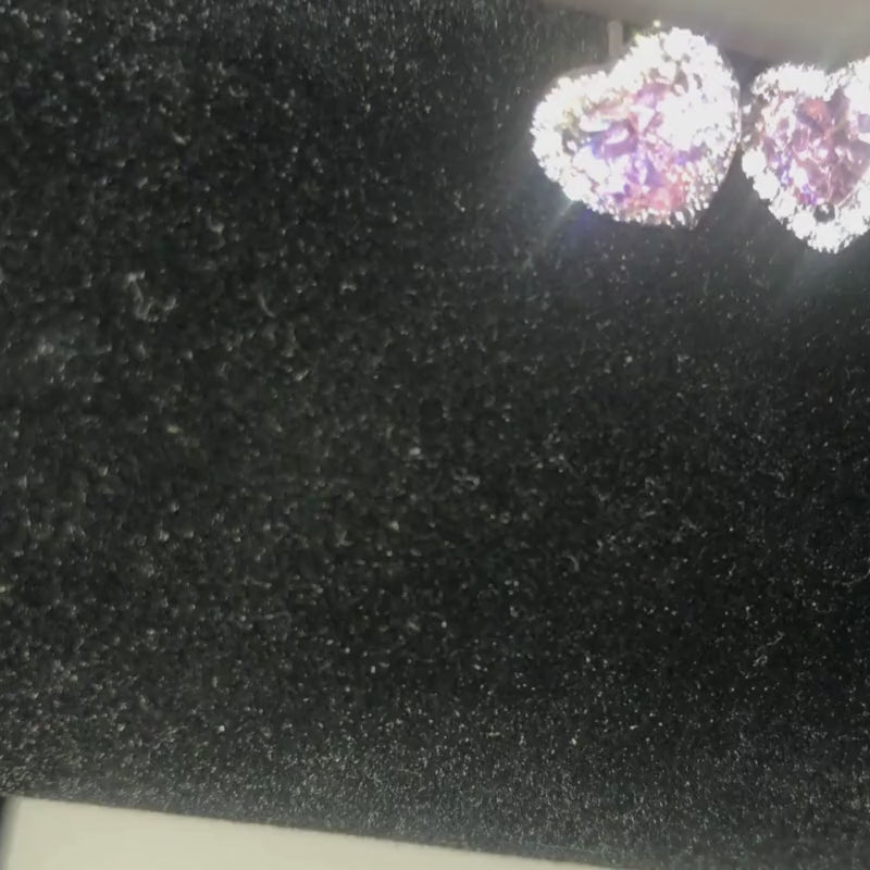 Kolczyki serce różowy diament x silver
