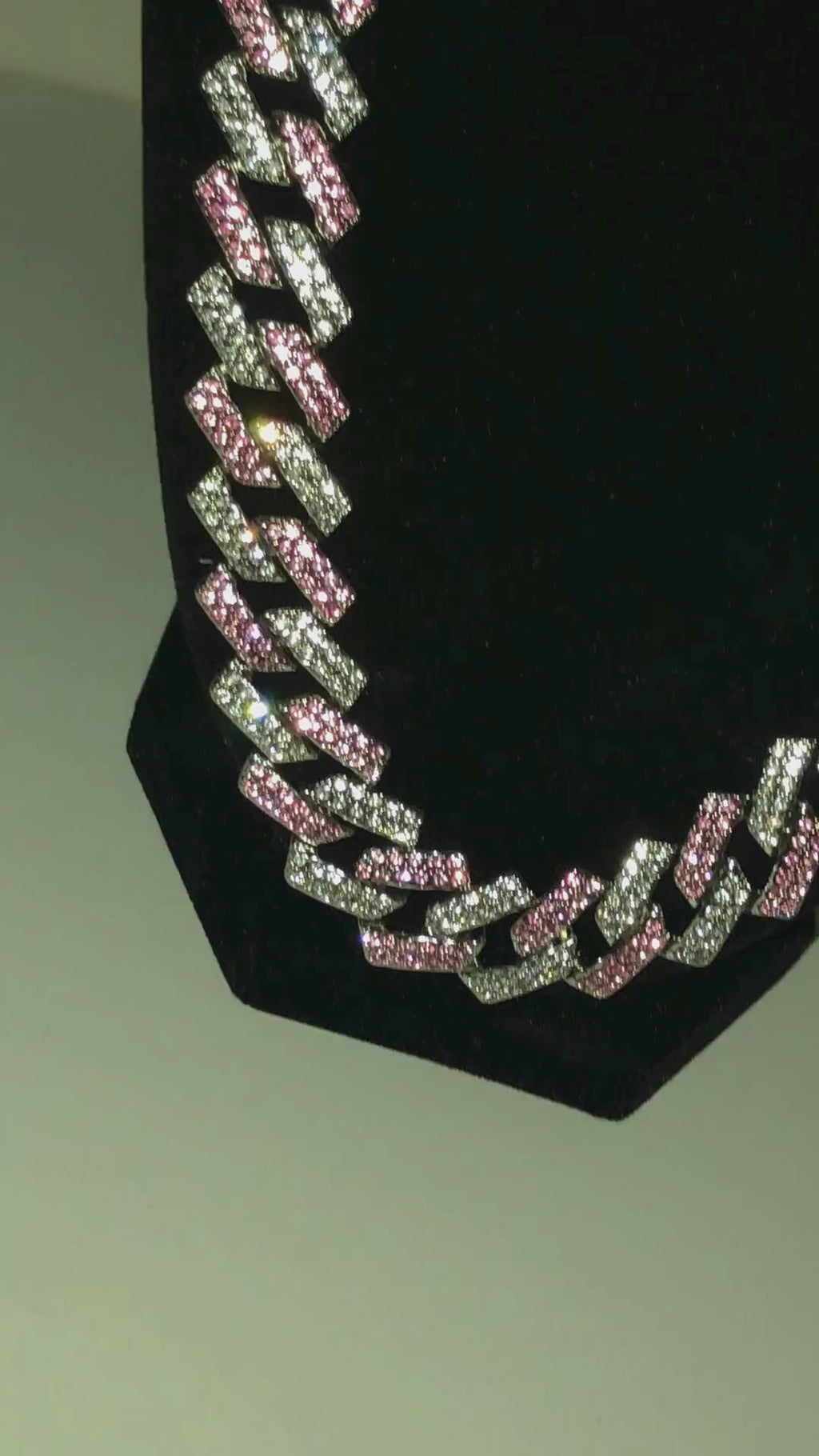 Kubański łańcuch różowo-srebrny 60 cm – modny naszyjnik unisex