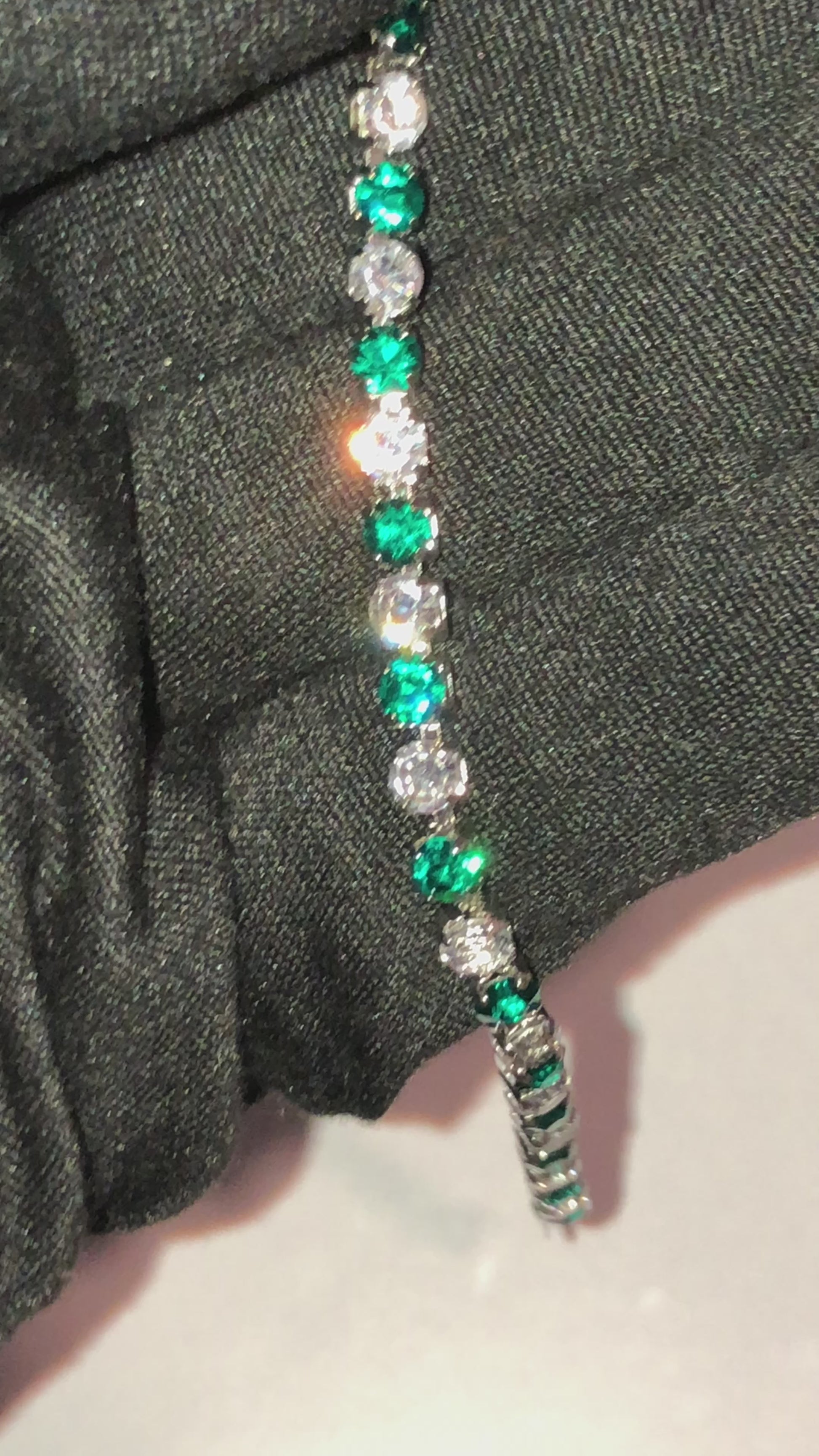 Bransoletka Tenisowa Zielone diamenty Stal 316