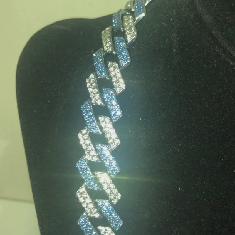 Cuban łańcuch diament x silver blue