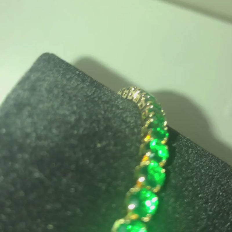 Bransoletka tenisowa zielony diament x gold