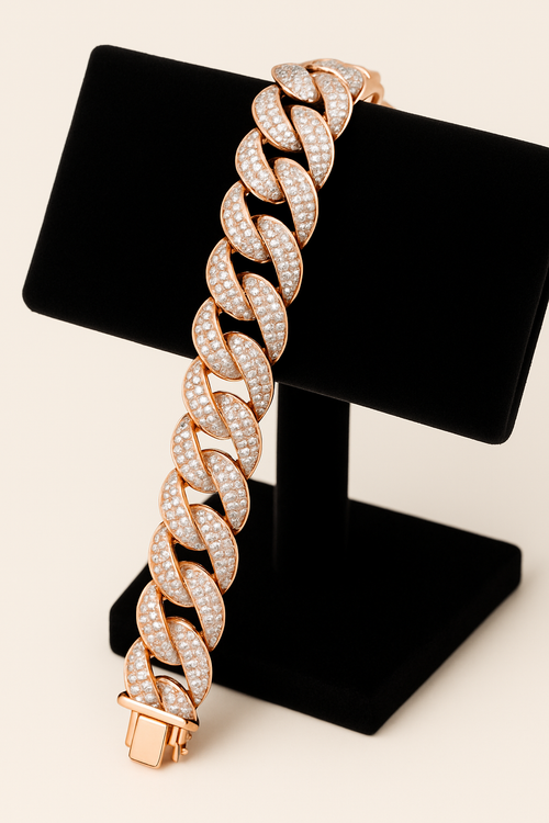 Bransoleta cuban diament x rose gold