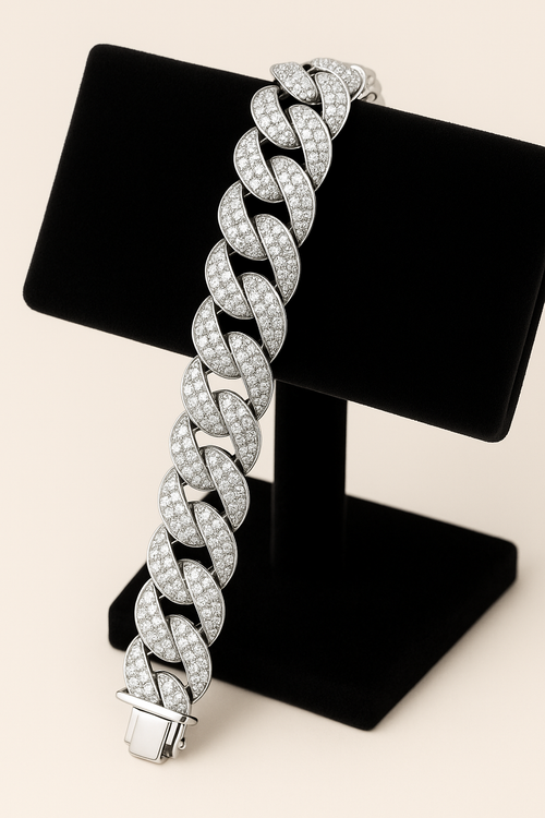 Bransoleta cuban diament x silver