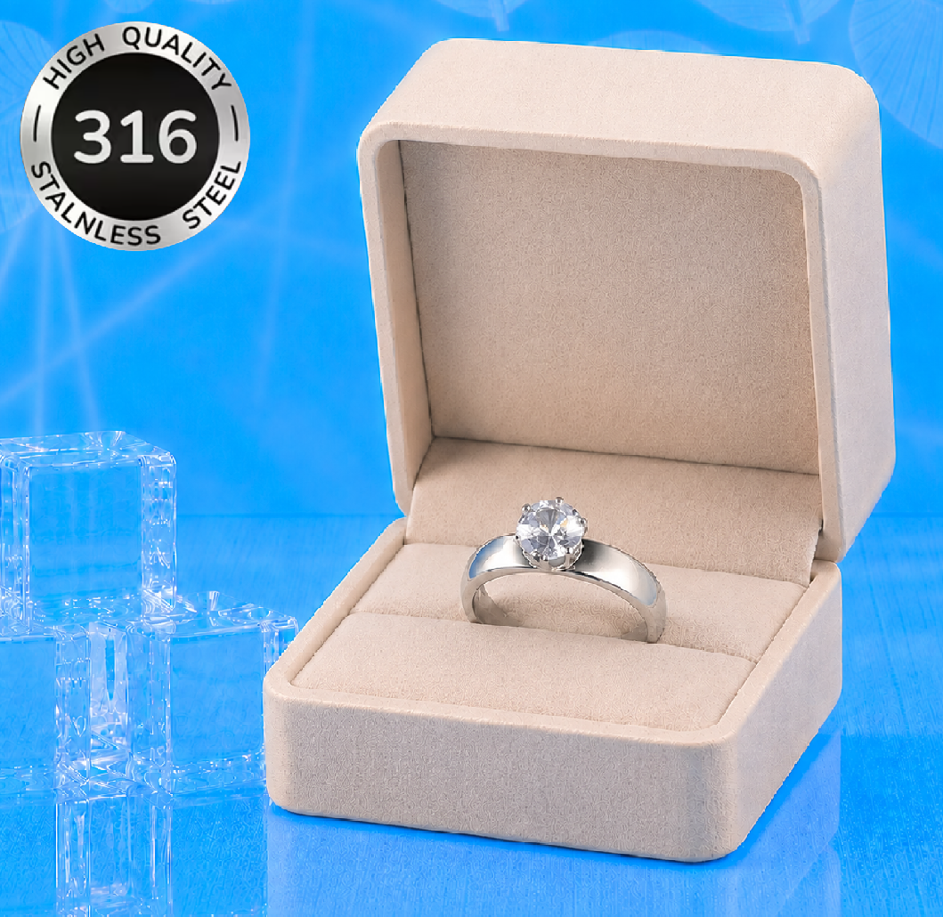 Srebrny Pierścionek z Diamenntem Stal 316